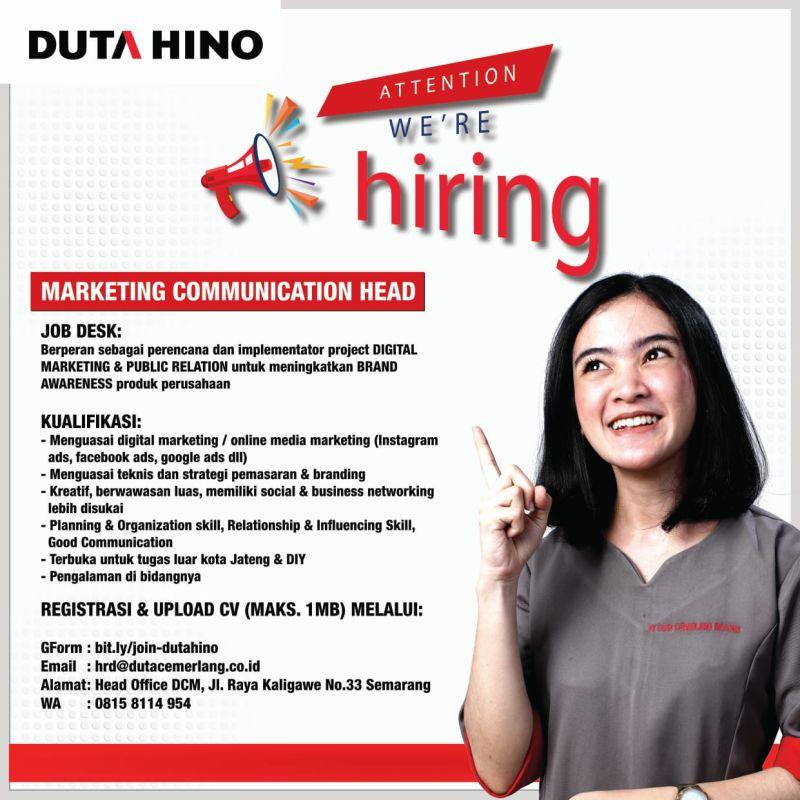 Lowongan Kerja Marketing Communication Head di PT. Duta Cemerlang