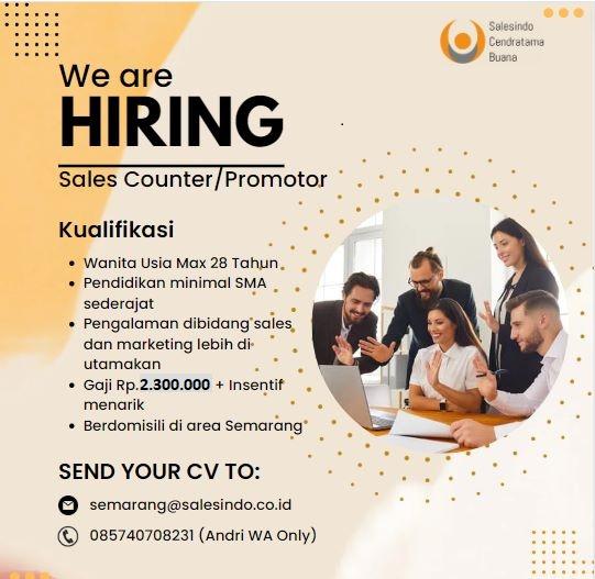 Lowongan Kerja Sales Counter/Promotor di PT. Salesindo Cendratama Buana ...