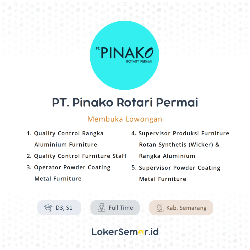 Lowongan Kerja Quality Control Rangka Aluminium Furniture Quality Control Furniture Staff