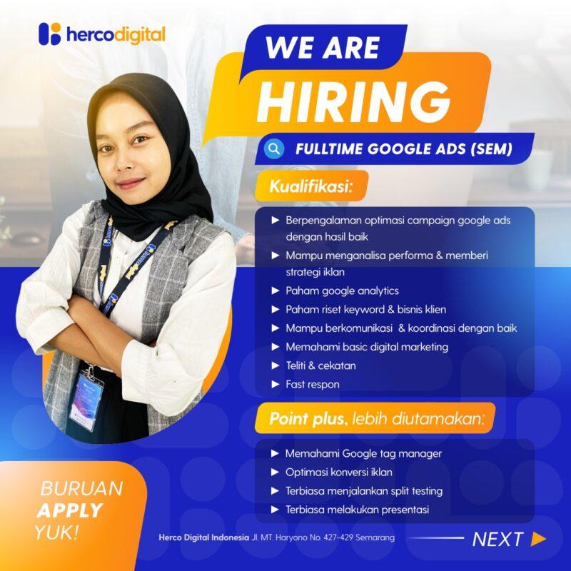 Lowongan Kerja Fulltime Google Ads Sem Di Herco Digital Lokersemar Id