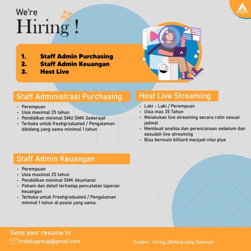 Lowongan Kerja Staff Admin Purchasing - Staff Admin Keuangan - Host ...