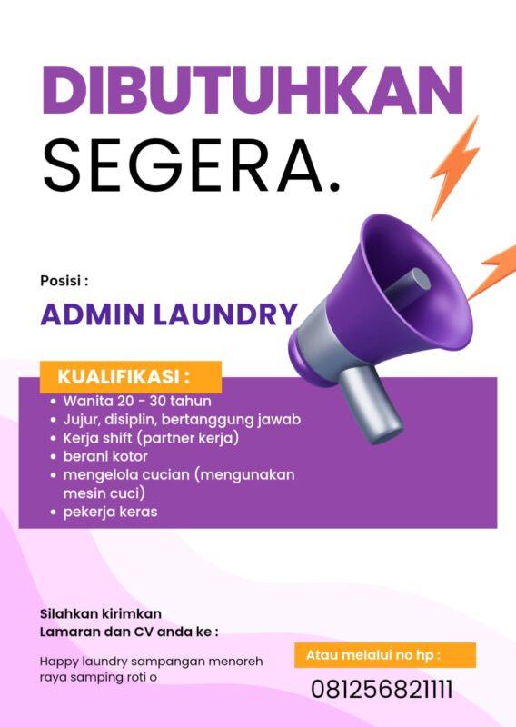 Lowongan Kerja Admin Laundry di Happy Laundry - LokerSemar.id