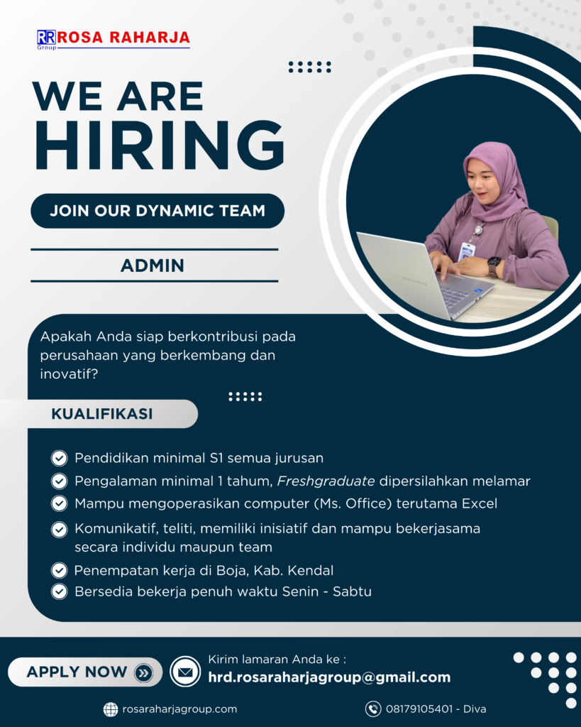 Lowongan Kerja Admin di Rosa Raharja Group - LokerSemar.id