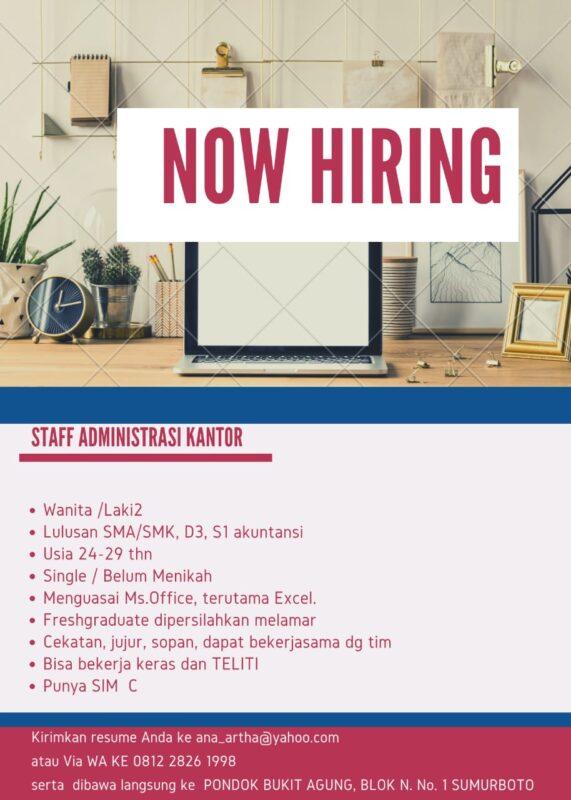 Lowongan Kerja Staff Kantor dan Administrasi Umum di CV. Arta Kurnia ...