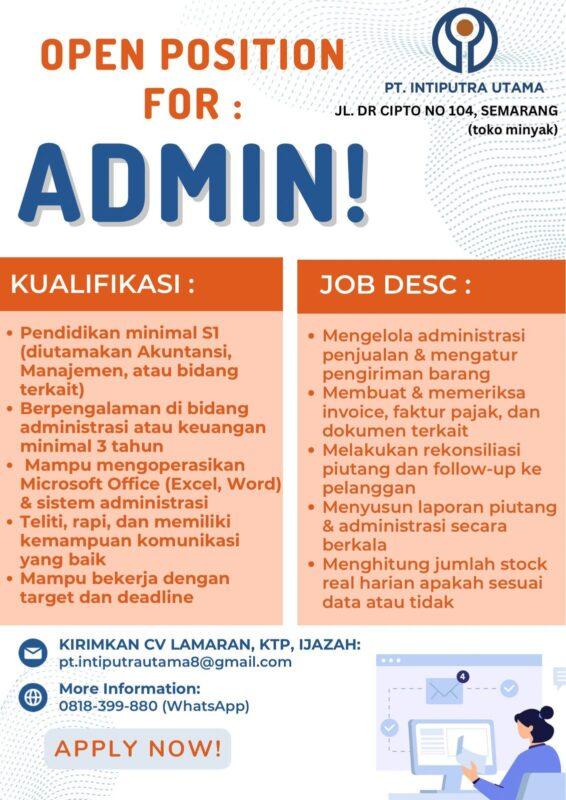 Mandor Armada: Kesempatan Berkarir di PT Intiputra Utama Semarang Mandor Armada: Kesempatan Berkarir di PT Intiputra Utama Semarang