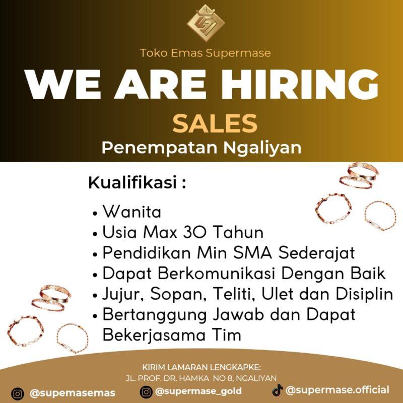 Lowongan Kerja Sales Di Toko Emas Supermase Lokersemar Id