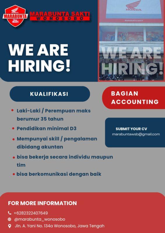 Lowongan Kerja Accounting di CV. Marabunta Sakti Wonosobo - LokerSemar.id