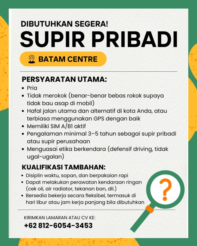 Supir Lowongan Kerja Supir Pribadi - Pastry Staff di Aroma Signature ...