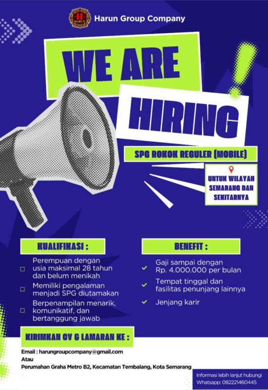 Lowongan Kerja SPG Rokok Reguler (Mobile) di Harun Group Company ...
