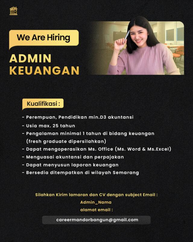 Lowongan Kerja Admin Keuangan - Marketing Executive di Mandor Bangun ...