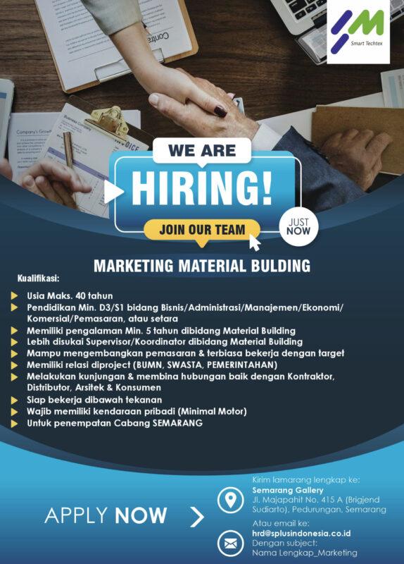 Lowongan Kerja Marketing Material Bulding di PT. Smart Techtex ...