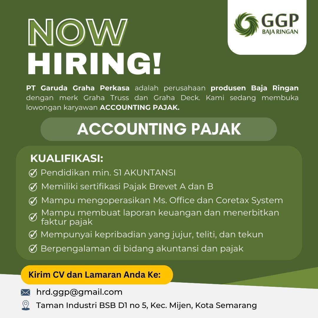 Lowongan Kerja Accounting Pajak di PT. Garuda Graha Perkasa - LokerSemar.id