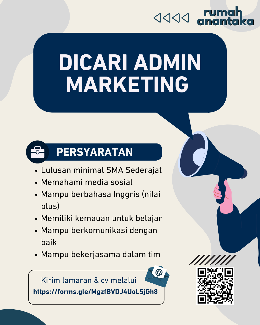 Lowongan Kerja Admin Marketing di Rumah Anantaka - LokerSemar.id