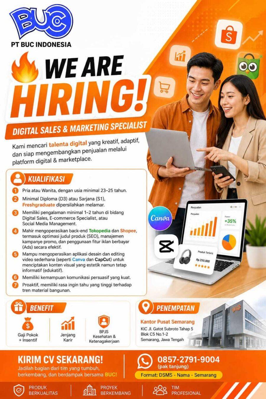 Lowongan Kerja Digital Sales & Marketing Specialist di PT. BUC ...