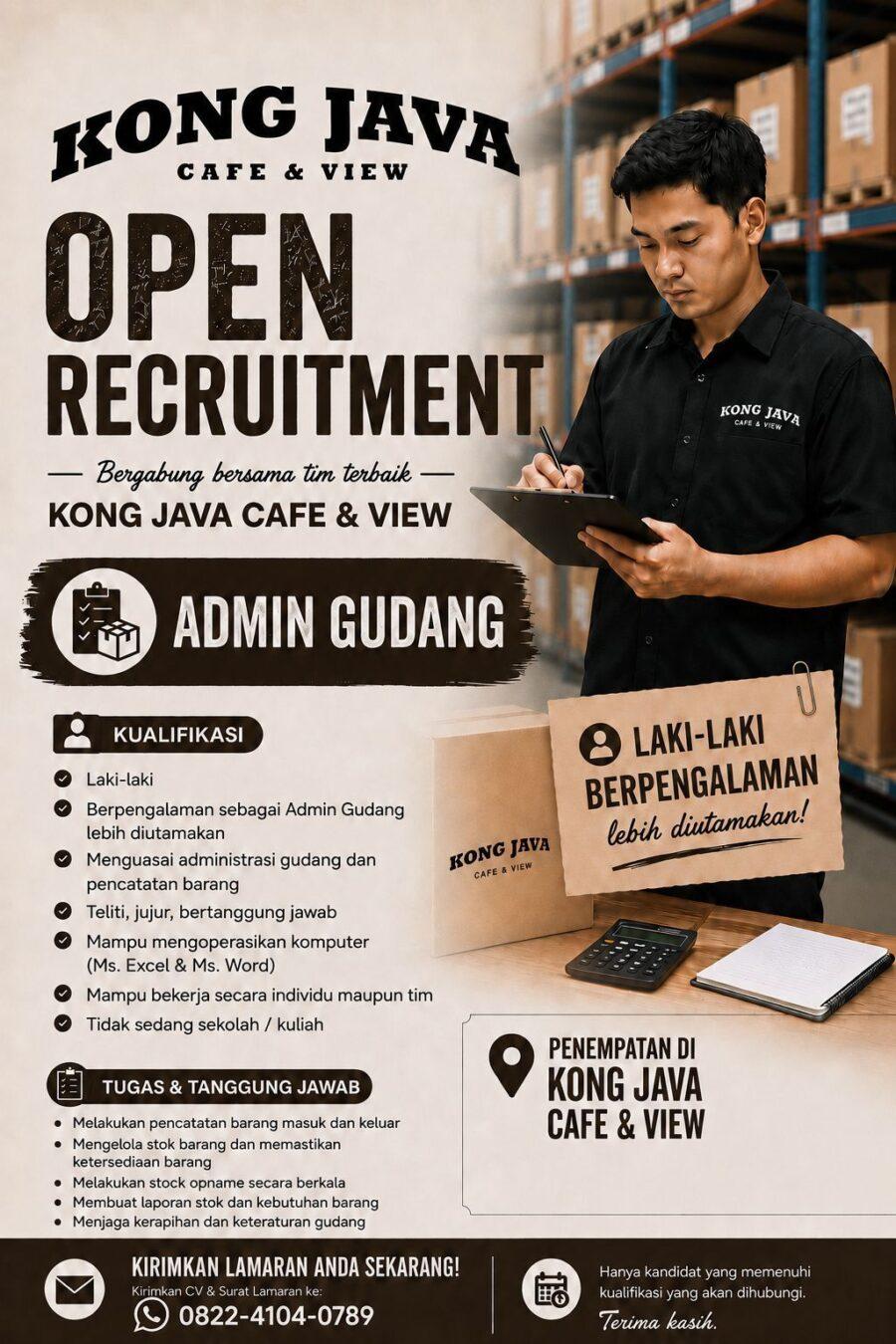Lowongan Kerja Admin Gudang di Kong Java Resto & View - LokerSemar.id